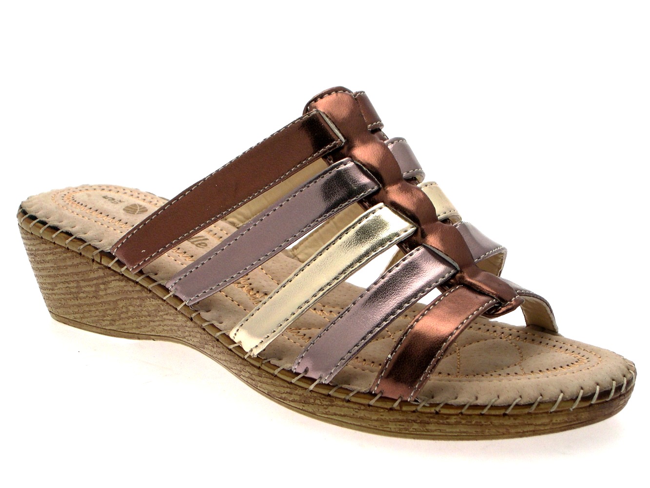 WOMENS COMFORT LOW WEDGES STRAPPY SANDALS MULES LADIES SLIP ON SHOES